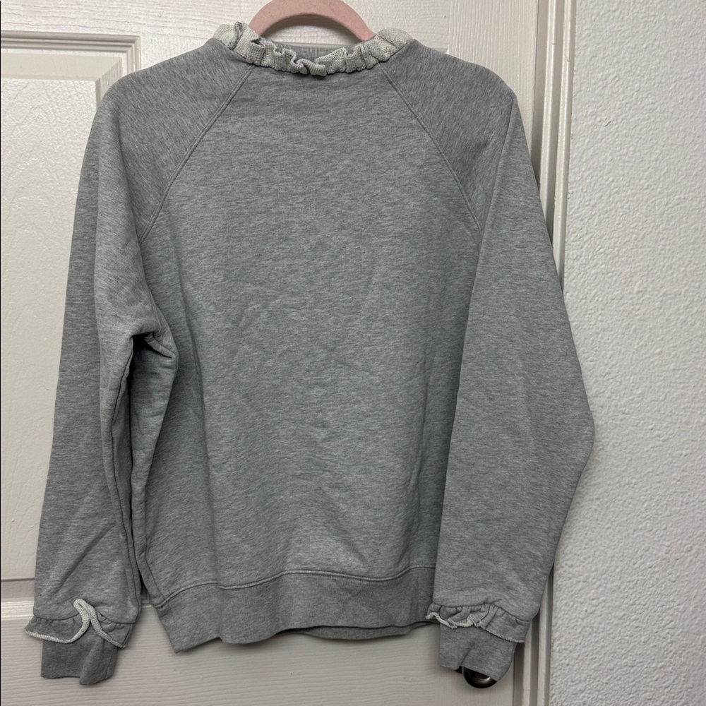 Frame Denim Heather Gray Ruffle Sweatshirt - Picture 5 of 5